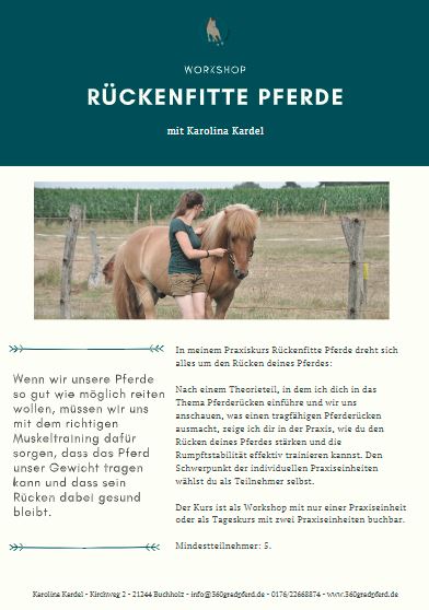 Reitkurs und Workshop Rückenfitte Pferde
